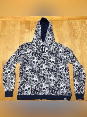 Bums & Roses bamboo Skeletons in the Closet Hooded Sweatshirt large Halloween